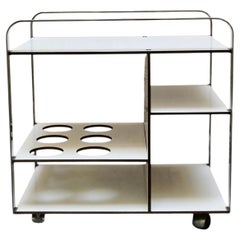 Chrome and White Laminate Service Cart, Italy, 1970s