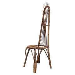 Bamboo and Rattan High-backed Chair, Italy 1960s
