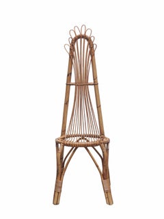 Bamboo and Rattan High-backed Chair, Italy 1960s