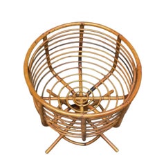 Woven Rattan Basket on a Pedestal Base, Italy, 1960s