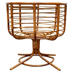 Woven Rattan Basket on a Pedestal Base, Italy, 1960s