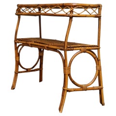 Franco Albini Attr. Bamboo and Woven Rattan Entryway Console Table, 1960s