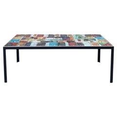 Poliarte (attributed to) Rectangular Coffee Table with Colored Murano Glass Top, 1960