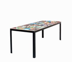 Poliarte (attributed to) Rectangular Coffee Table with Colored Murano Glass Top, 1960