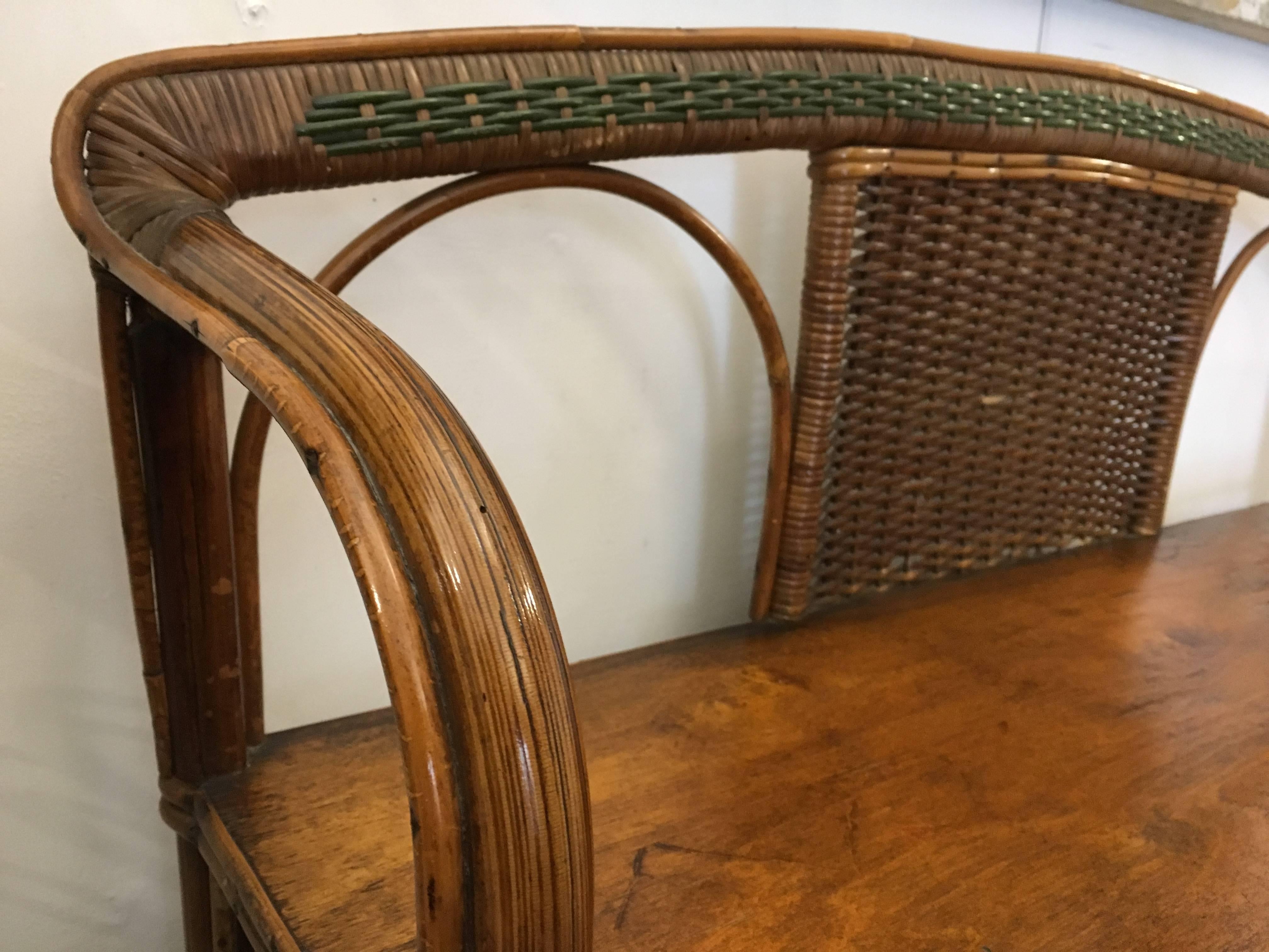 Wicker Rattan Midcentury Cabinet Colonial Style  In Good Condition In Naples, IT