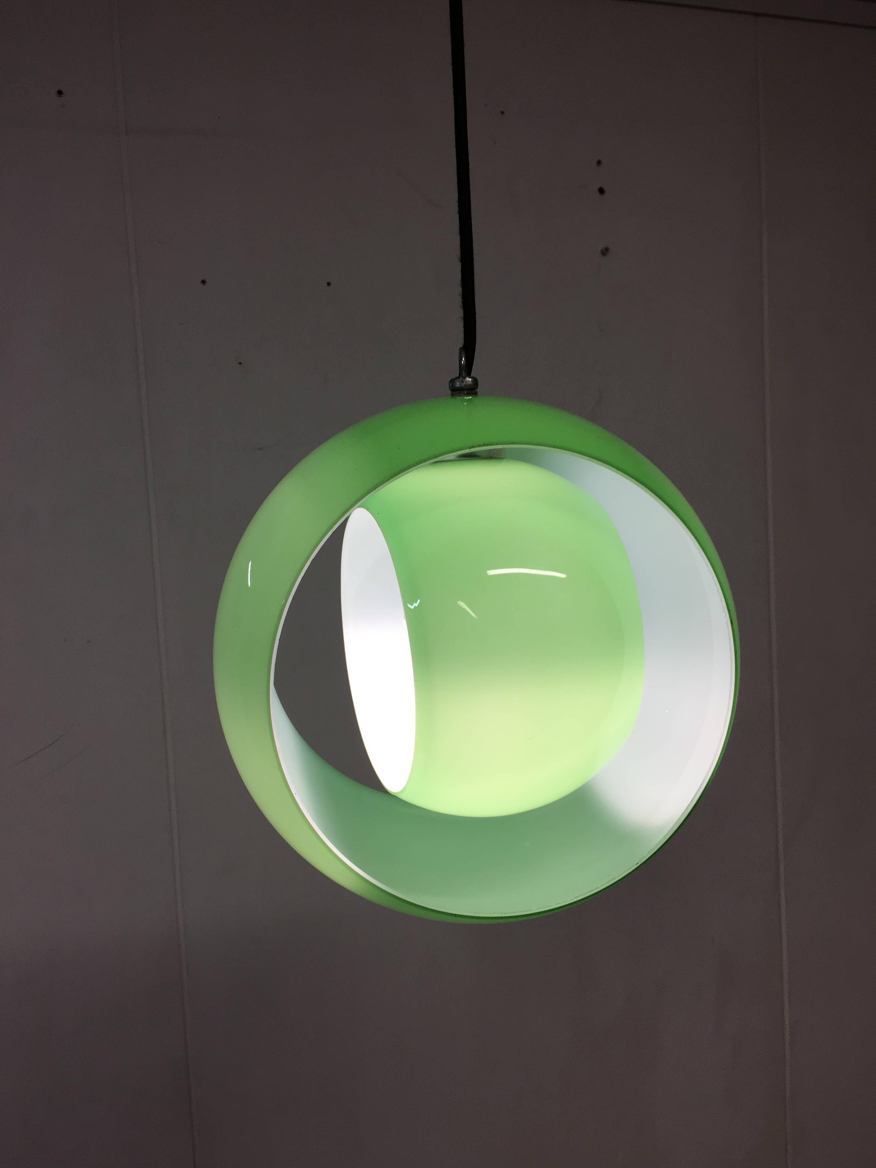 Carlo Nason for Mazzega  Green Murano glass Globe Pendant, Italy 1960s In Good Condition In Naples, IT