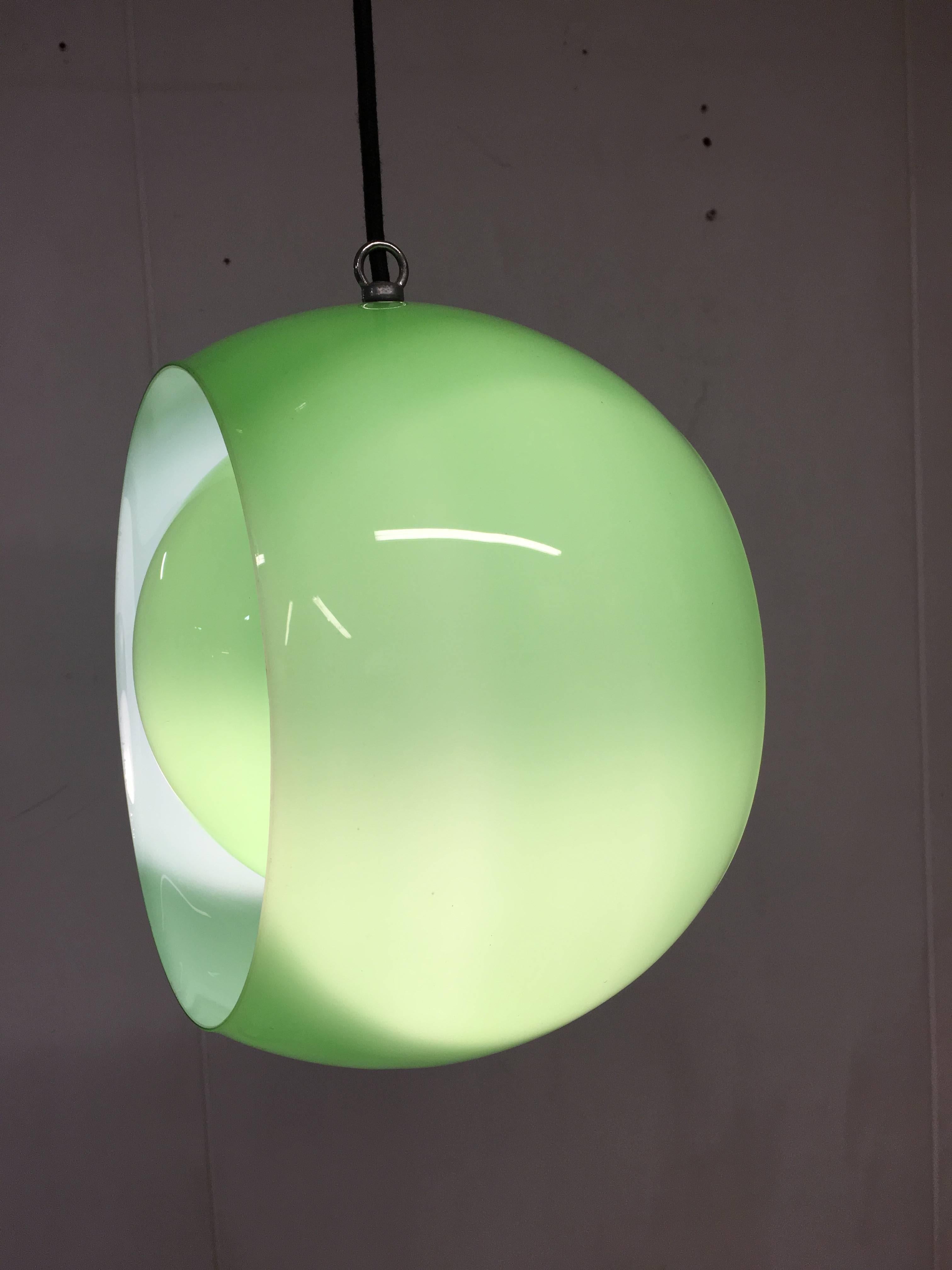 Mid-20th Century Carlo Nason for Mazzega  Green Murano glass Globe Pendant, Italy 1960s
