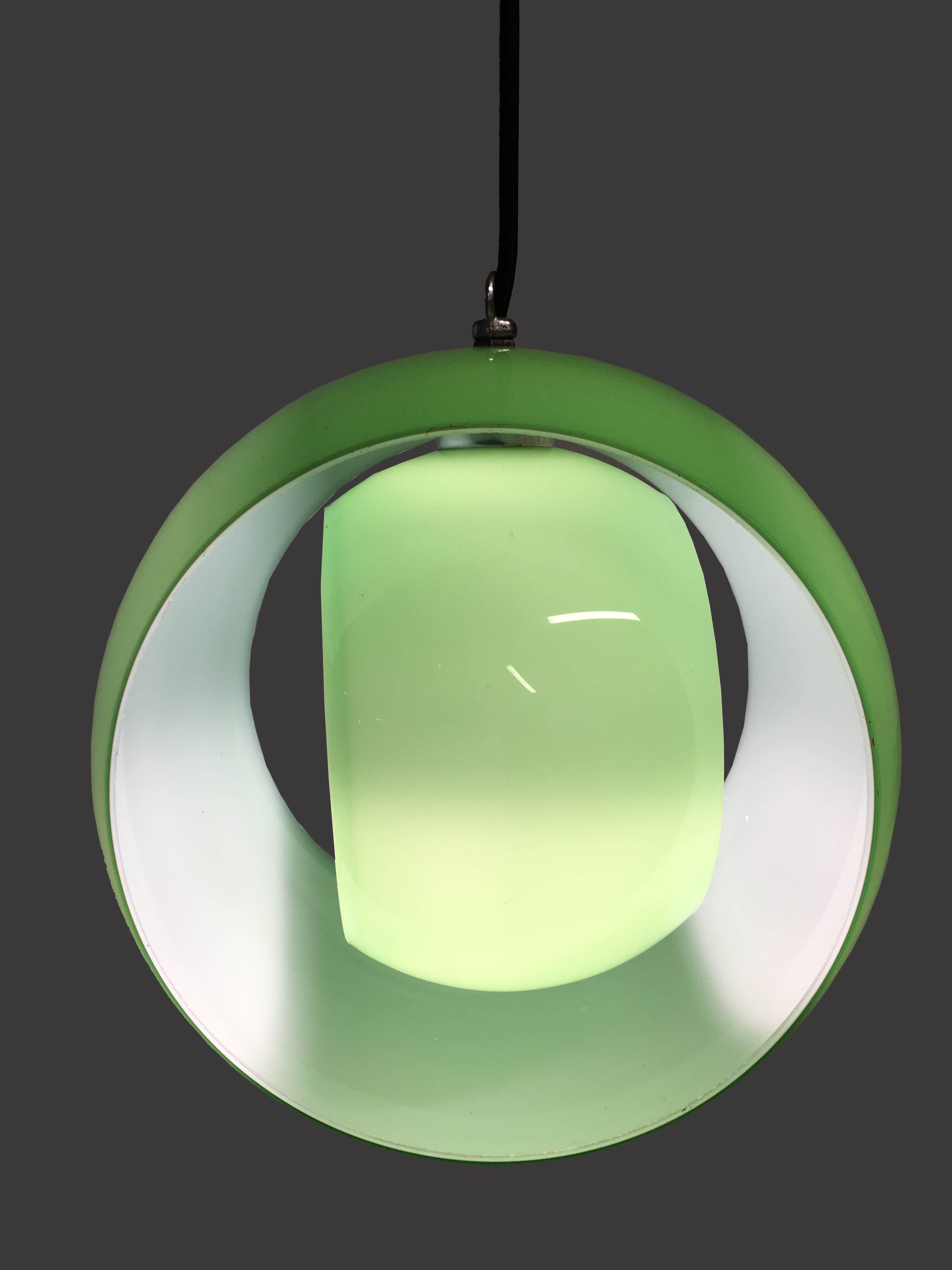 Murano Glass Carlo Nason for Mazzega  Green Murano glass Globe Pendant, Italy 1960s