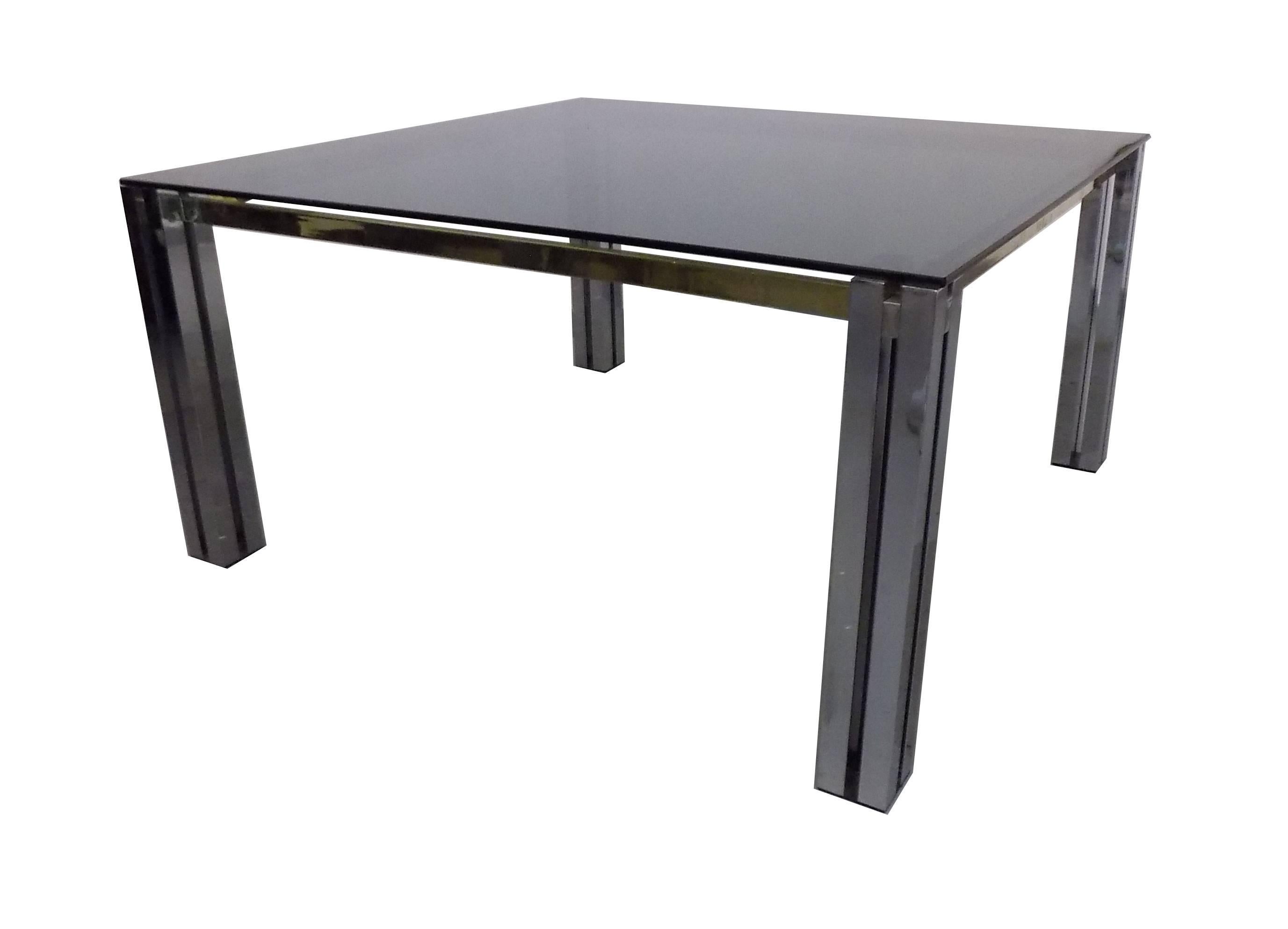 Romeo Rega Attributed MidCentury Chrome and Brass Dining Table, Italy 4