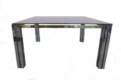 Romeo Rega Attributed MidCentury Chrome and Brass Dining Table, Italy