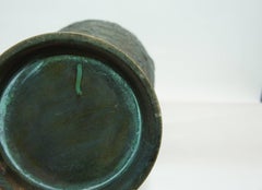 Japanese Floral and Leaf Vine Motife on Bronze Ikebana Vase, 1950s