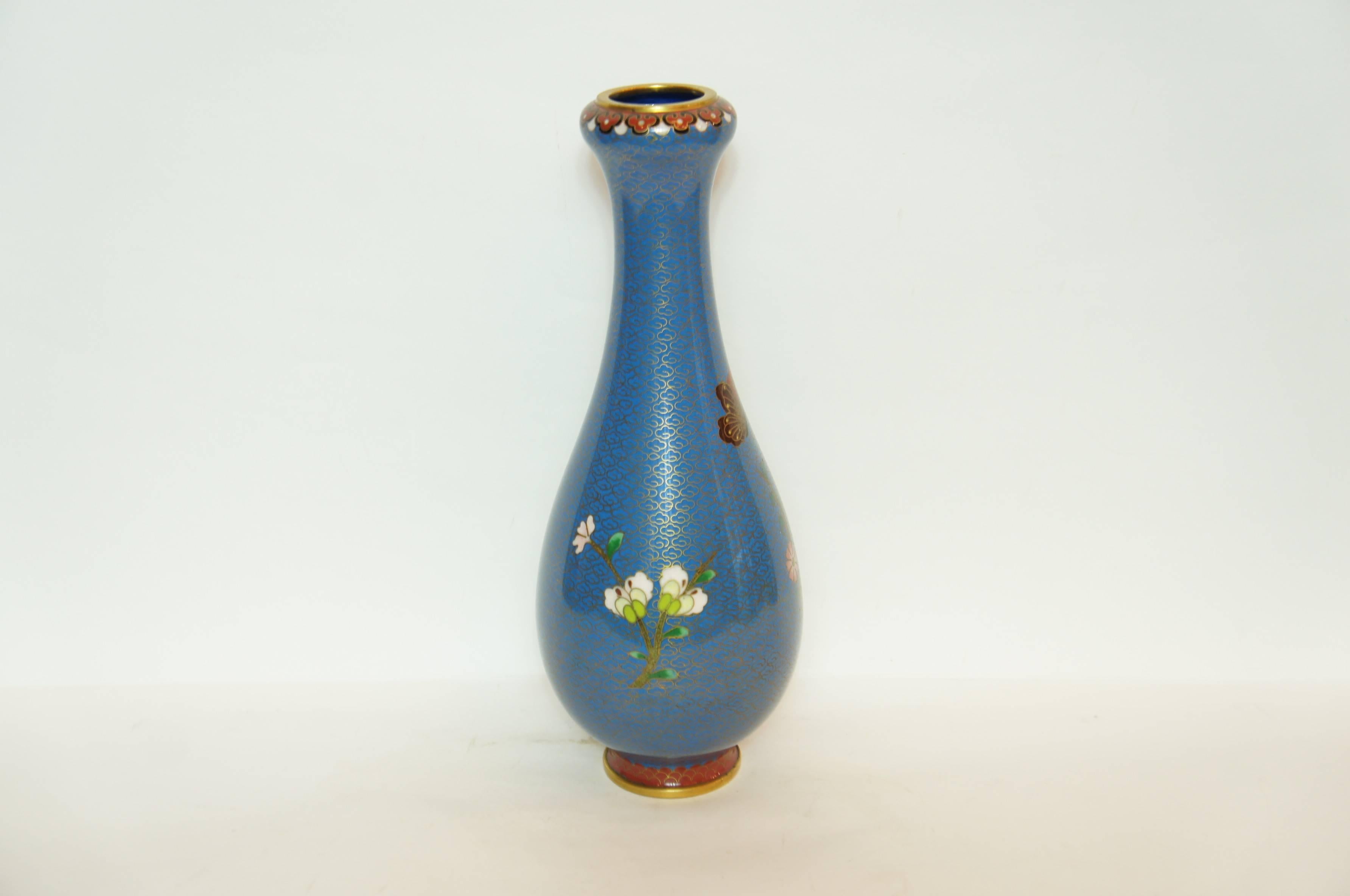 blue cloisonne vase