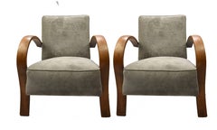 French Art Deco Club Chair in a Grey Crush Velvet Fabric