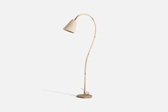 Swedish Designer, Floor Lamp, Painted Metal, Fabric, Sweden, 1940s
