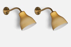 Bertil Brisborg, Sizable Wall Lights / Sconces, Brass, Glass, Sweden, 1940s