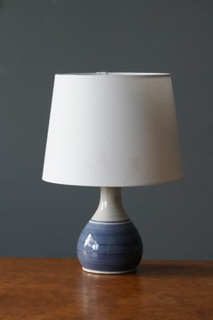 Bofa, Table Lamp, Blue White Glazed Stoneware, Denmark, 1960s