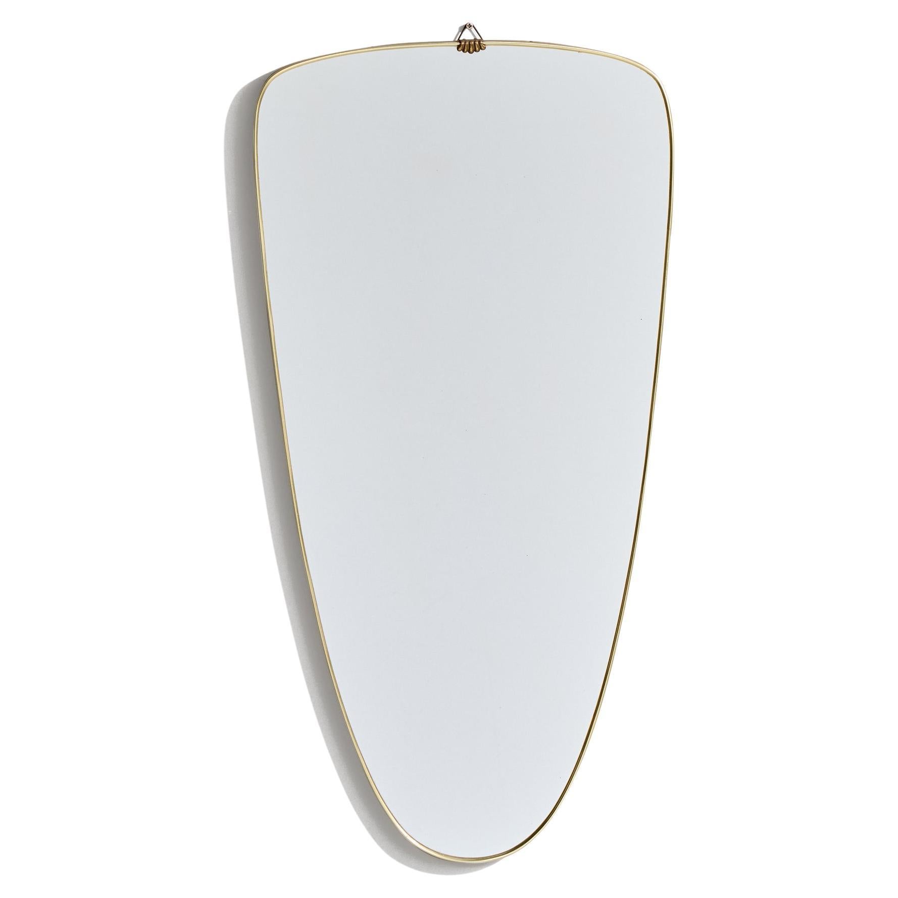 Italian Designer, Wall Mirror, Brass, Mirror, Italy, 1940s