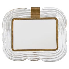 Designer italien, miroir de table, laiton, verre, miroir, Italie, années 1940