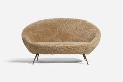 Diseñador italiano, Sillón, Piel, Latón, Italia, Años 50