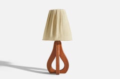 Lampada da tavolo di design svedese, teak, tessuto, Svezia, C.C. anni '50
