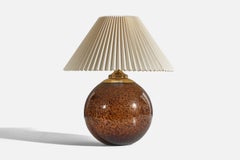 Italian Designer, Table Lamp, Brass, Glass, Paper, Italy, 1960s