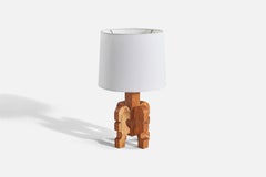 Diseñador sueco, lámpara de mesa, pino, Suecia, años 1970