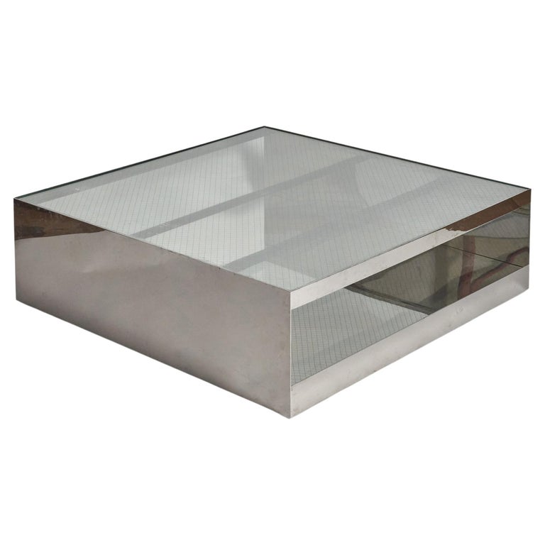 Joseph D'Urso, Coffee Table Mod. 6048t, Stainless Steel, Glass, Knoll, US, 1981