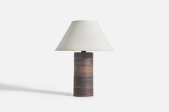 Swedish Designer, Table Lamp, Brown Stoneware, Sweden, C. 1960s