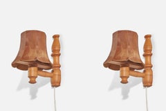 Swedish Designer, Sconces, Pine, Sweden, 1970s