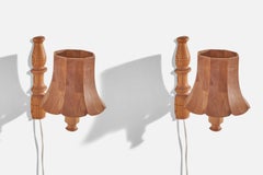 Swedish Designer, Sconces, Pine, Sweden, 1970s