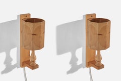 Swedish Designer, Sconces, Pine, Sweden, 1970s