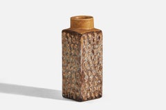 Dänische Designerin, Vase, braun glasiertes Steingut, Dänemark, 1960er Jahre