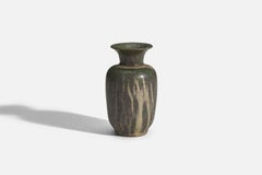 Arne Armreif, Vase, grau und grün glasiertes Steingut, Dänemark, 1940er Jahre