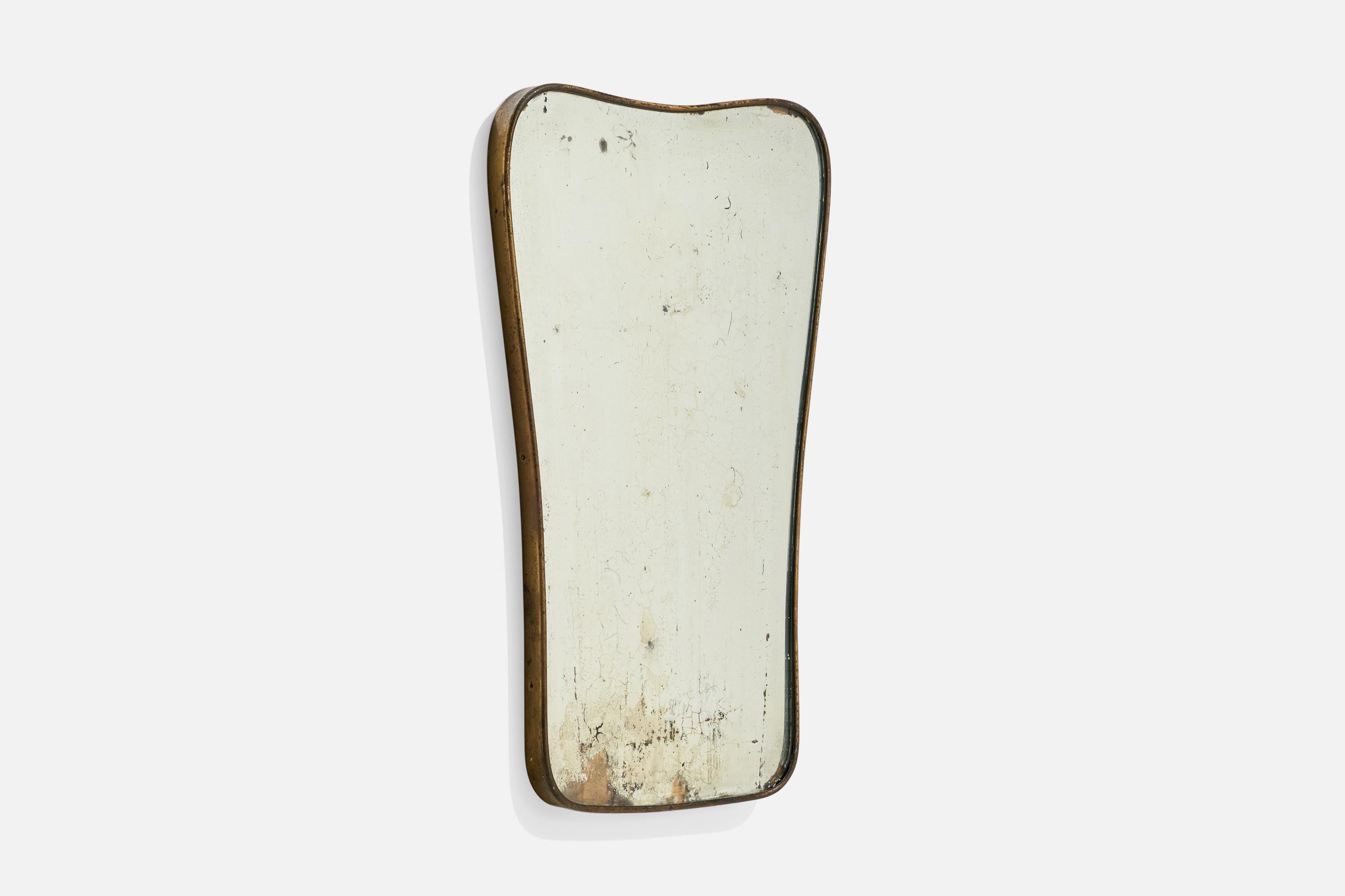 Italian Designer, Wall Mirror, Brass, Italy 1940s 4