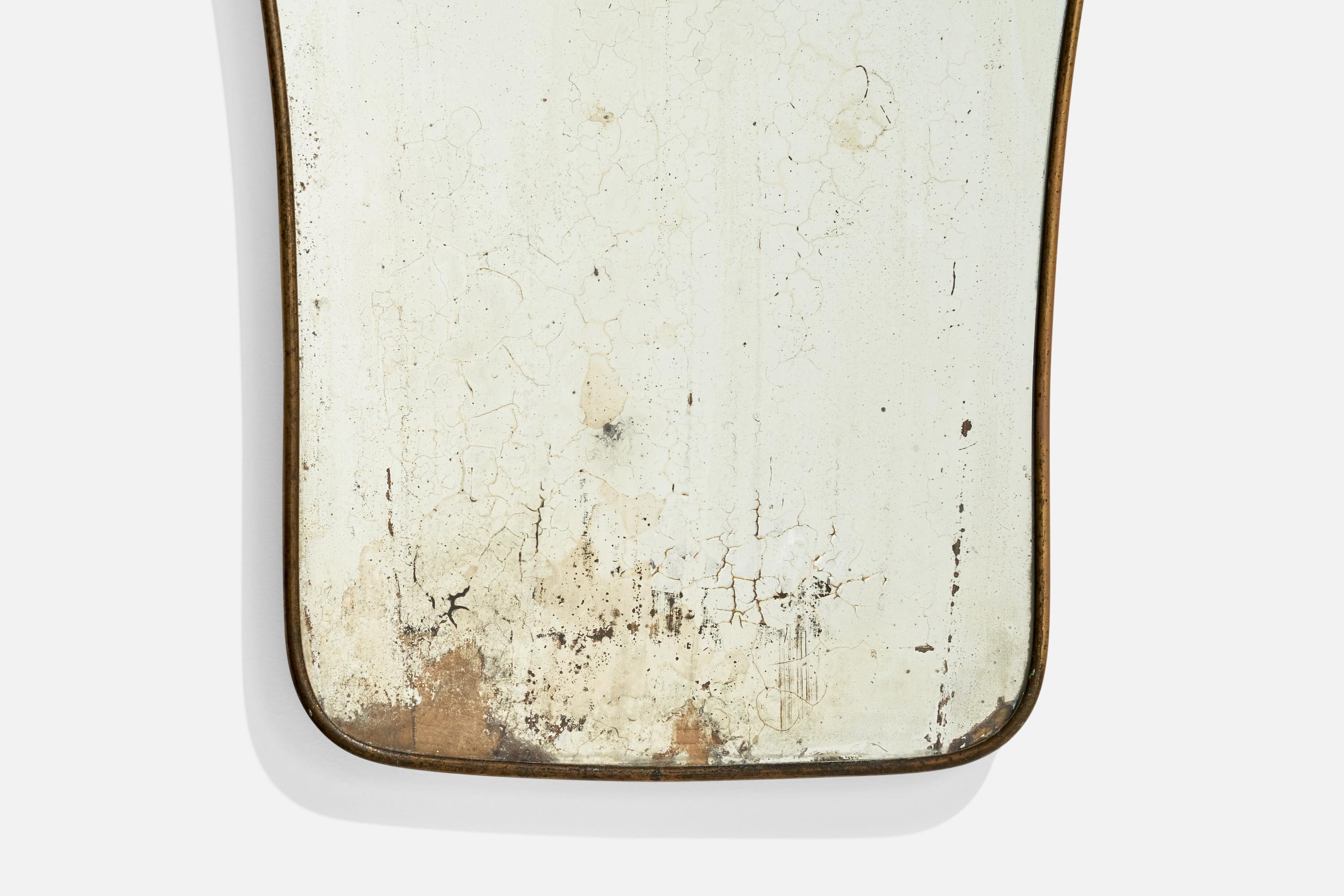 Mid-20th Century Italian Designer, Wall Mirror, Brass, Italy 1940s