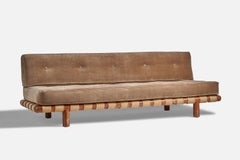 T.H. Robsjohn-Gibbings, Sofa, Walnut, Canvas, Velvet, USA, 1950s