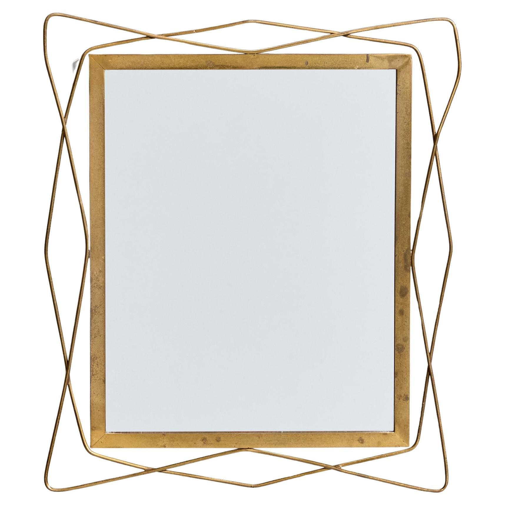 Italian Designer, Wall Mirror, Brass, Italy, 1940s