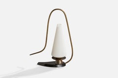 Arlus, Table Lamp, Brass, Metal, Glass, France, 1950s