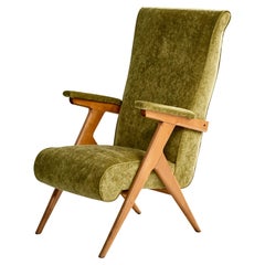 Designer brasiliano, sedia da salotto, legno, velluto, Brasile, anni '60