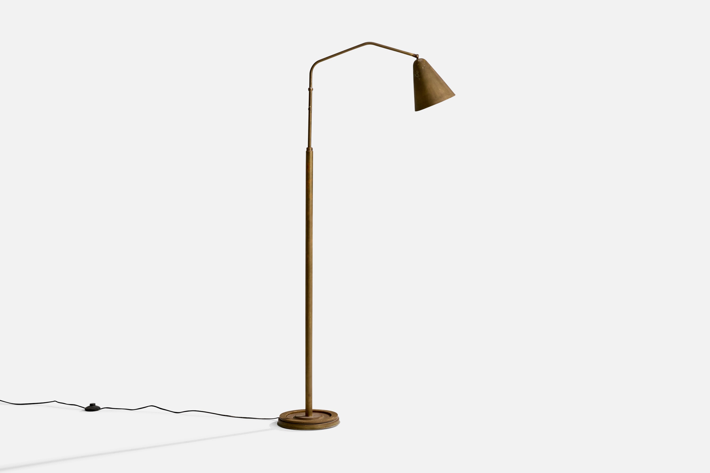 Lampada da terra di design italiano, ottone, Italia, anni '50 in vendita