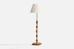 Swedish Designer, Floor Lamp, Chrome, Wood, Sweden, 1930s