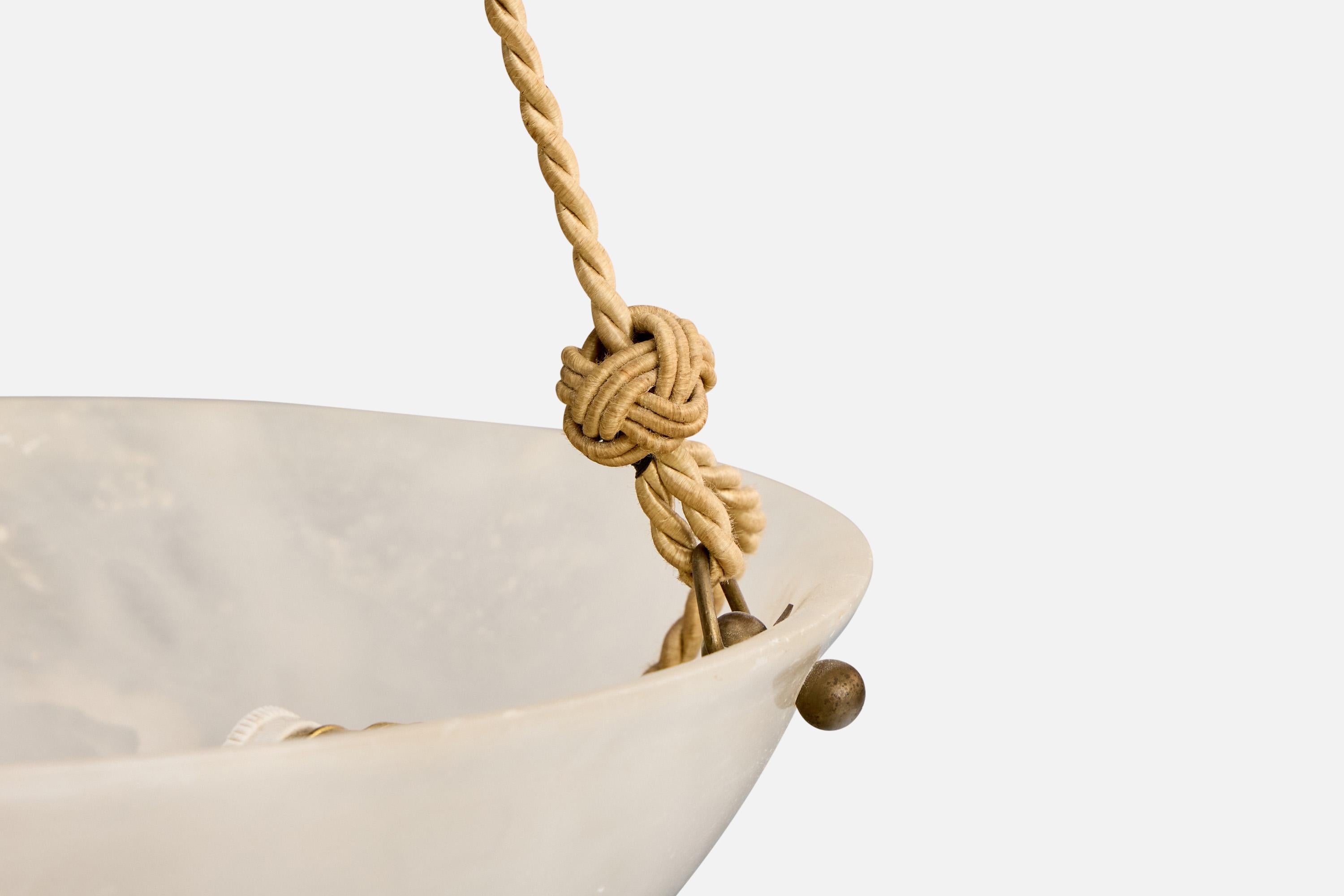Corda Designer svedese, lampada a sospensione, alabastro, corda, Svezia, anni '30 in vendita