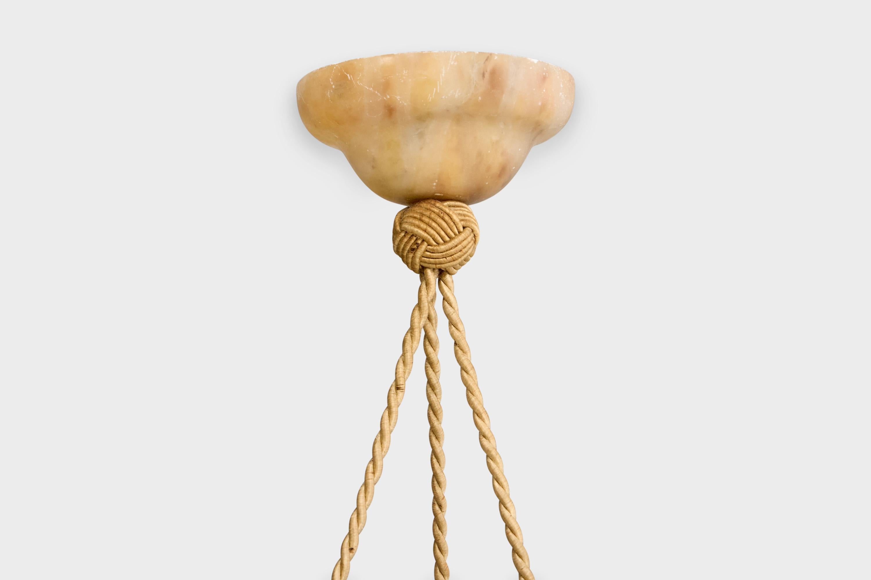 Designer svedese, lampada a sospensione, alabastro, corda, Svezia, anni '30 in vendita 1