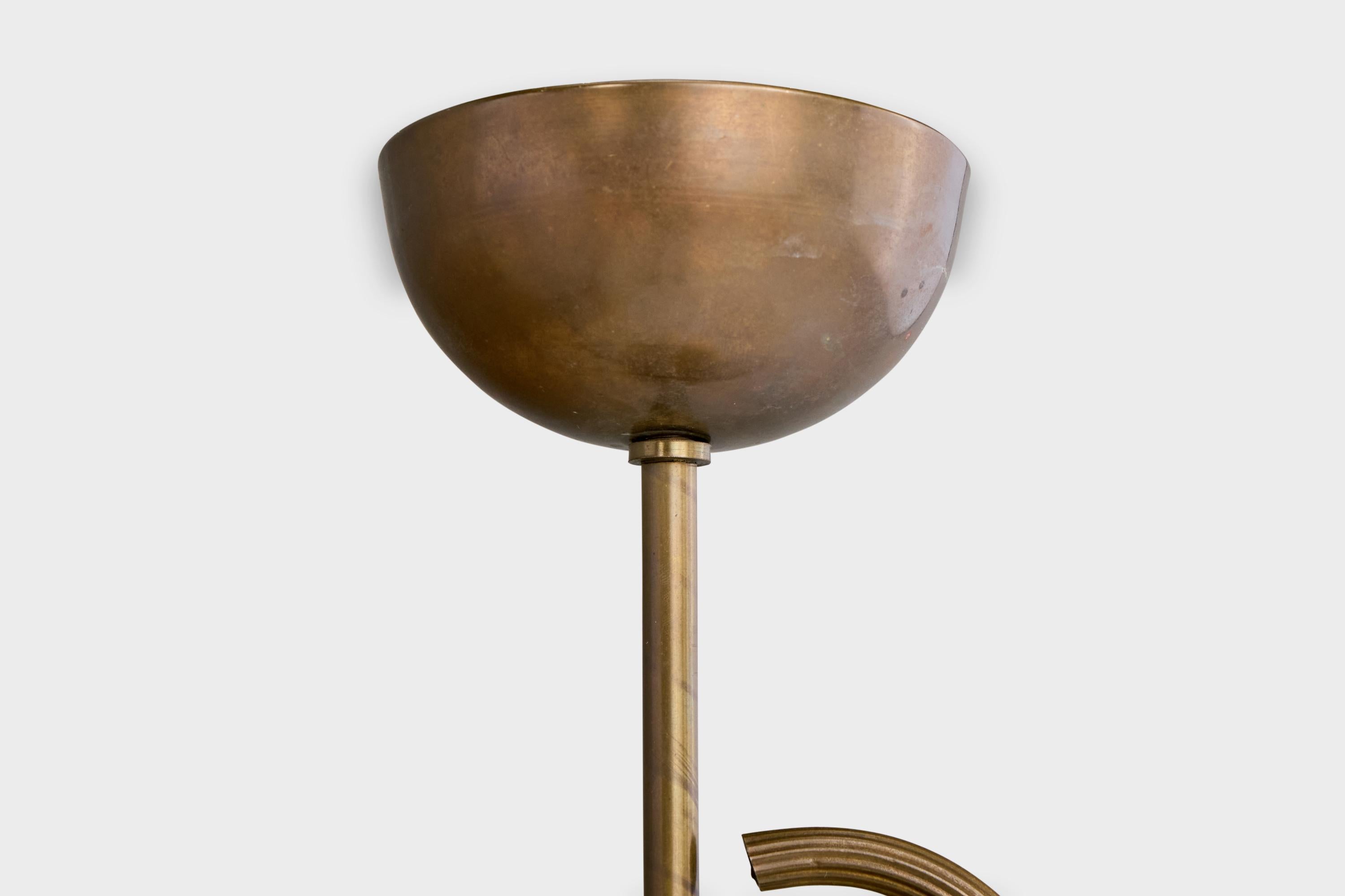 Designer svedese, lampada a sospensione, ottone, vetro, Svezia, anni '1930 in vendita 2