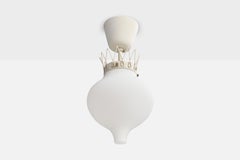 Swedish Designer, Pendant Light, Metal, Glass, Sweden, 1950s