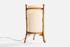 French Designer, Table Lamp, Bamboo, Paper, France, 1970s