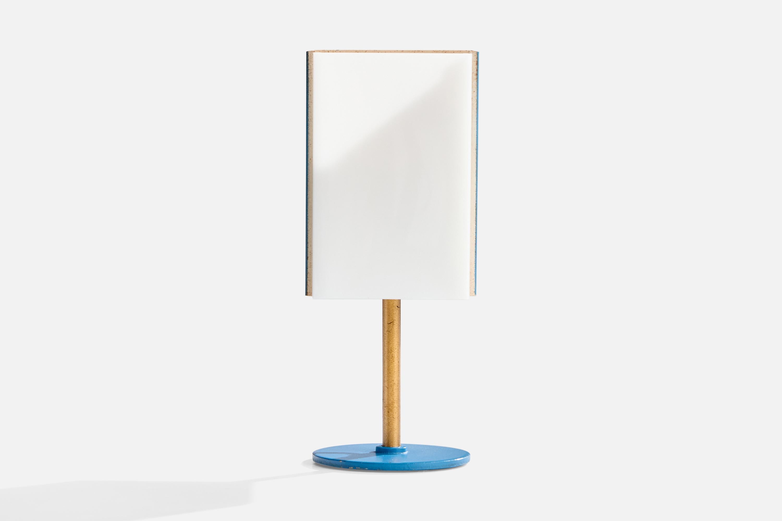 Italian Stilux Milano, Table Lamp, Brass, Metal, Acrylic, Italy, 1960s For Sale