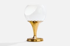 Italian Designer, Table Lamp, Brass, Glass, Italy, 1950s