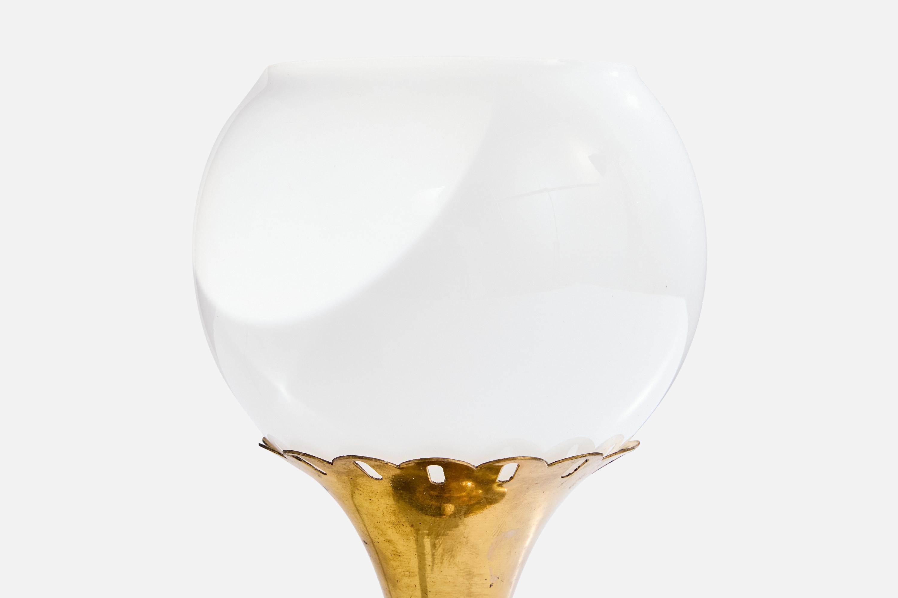 Mid-20th Century Italian Designer, Table Lamp, Brass, Glass, Italy, 1950s For Sale