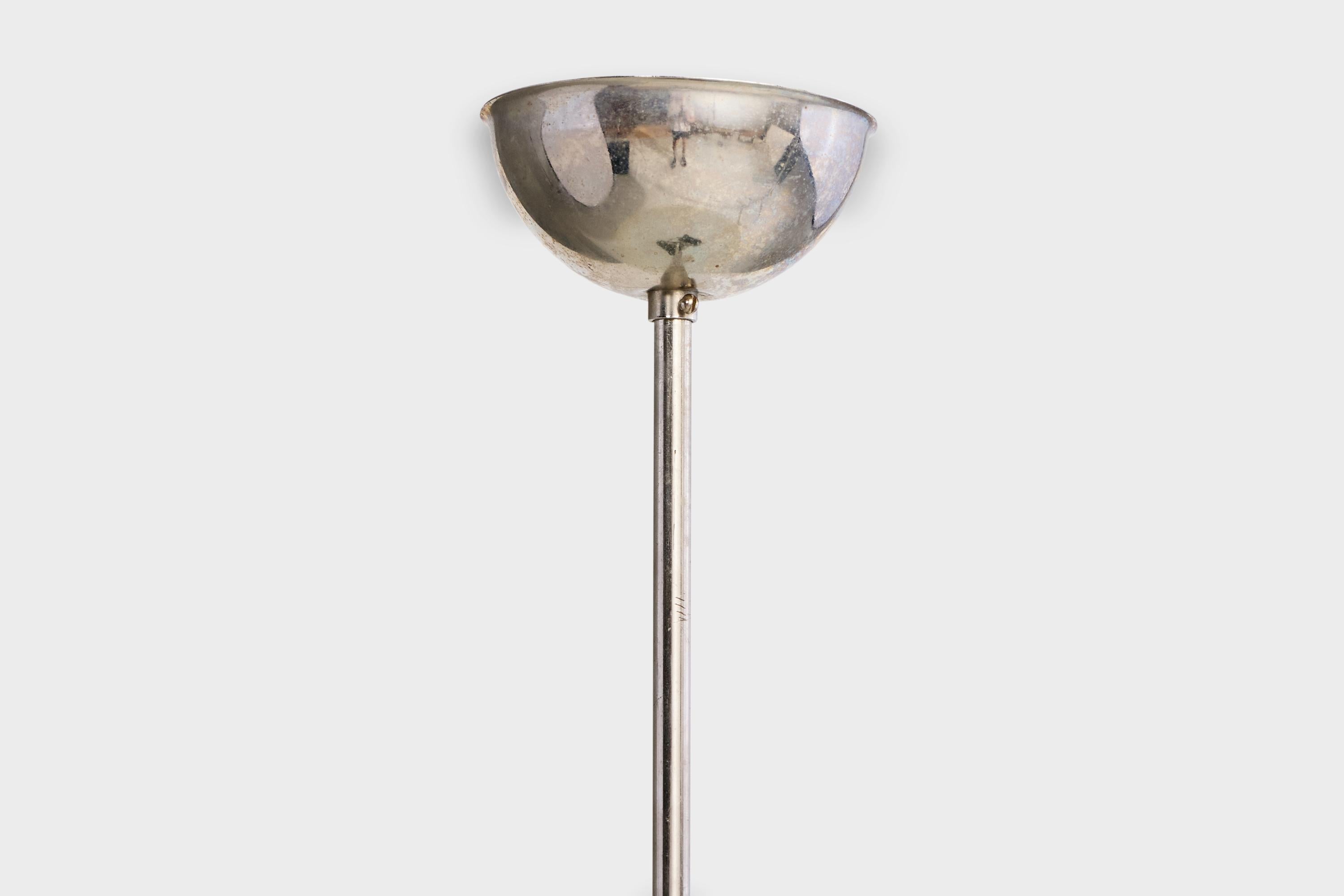 Designer svedese, lampada a sospensione, nichel, vetro, Svezia, anni '1930 in vendita 3
